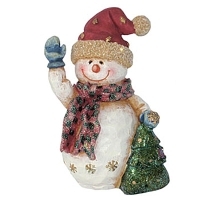 Новогодняя декоративная фигурка "Снеговик с елкой" 15562 артикул 2086b.