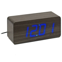 Часы деревянные с LED подсветкой, цвет: черный артикул 2129b.
